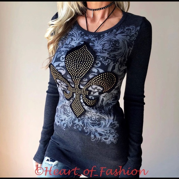 Vocal Long Sleeve Embellished Thermal Graphic Top - Picture 3 of 7